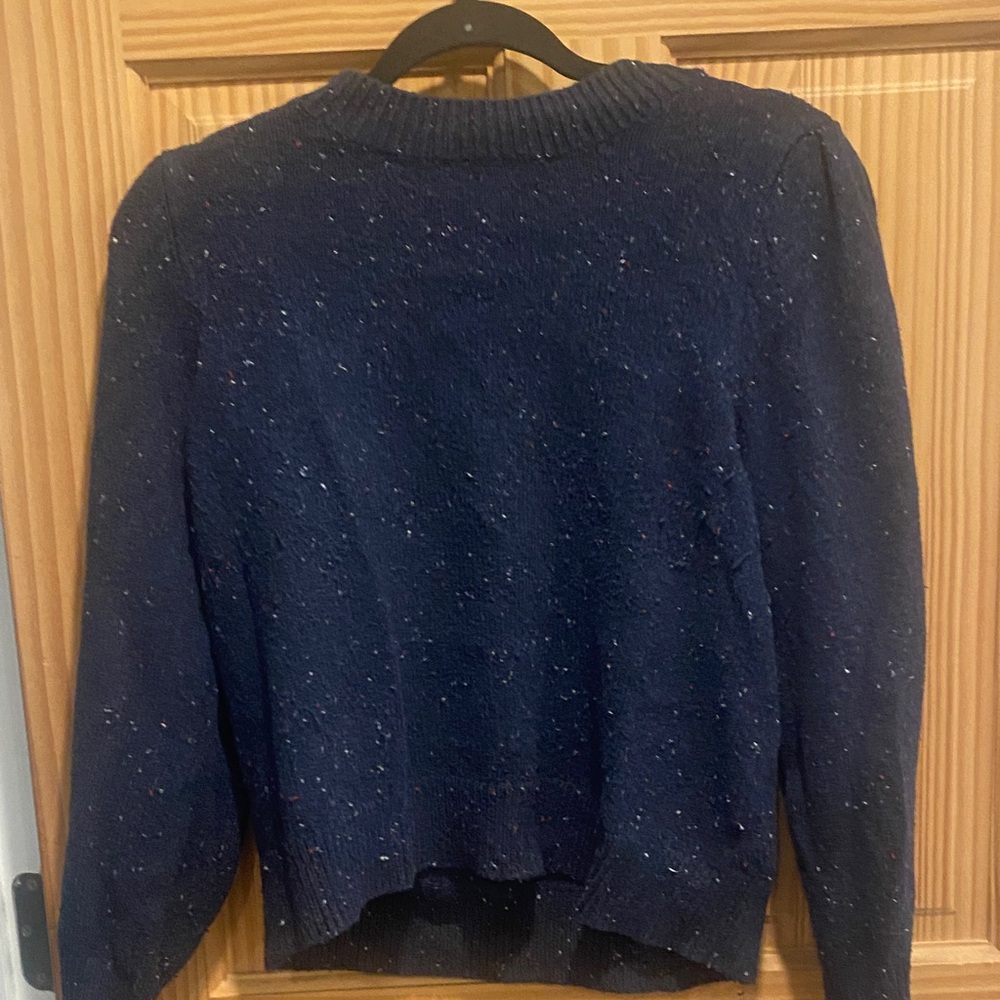 Puffed sleeve pebble navy sweater